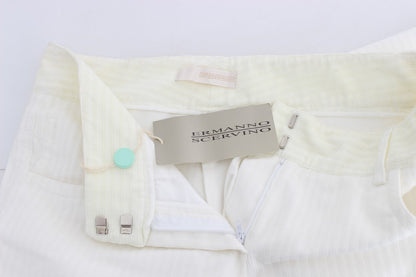 Pantalon droit rayé blanc Ermanno Scervino