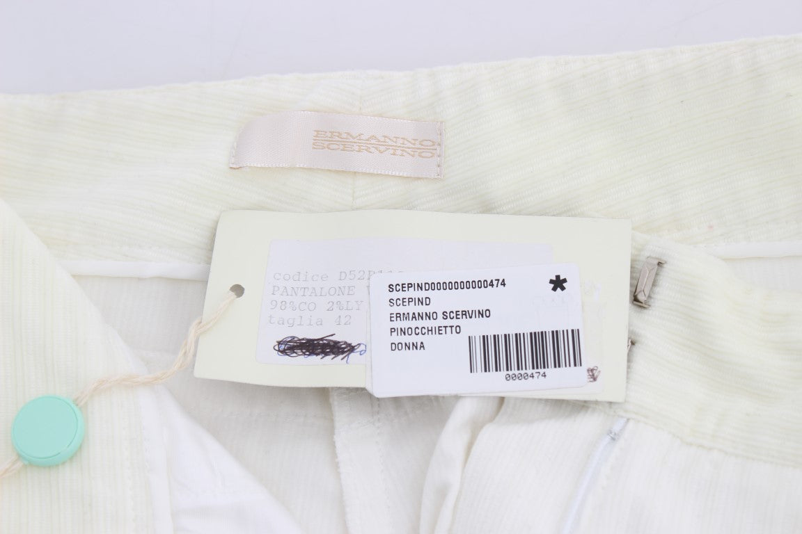 Pantalon droit rayé blanc Ermanno Scervino
