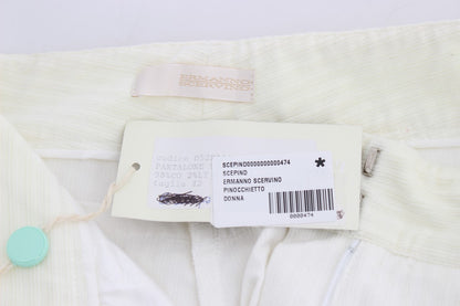 Pantalon droit rayé blanc Ermanno Scervino