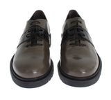 AI_ Chaussures en cuir marron gris à lacets