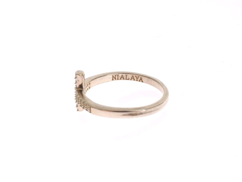 Bague Nialaya en argent 925 avec croix en zircone cubique
