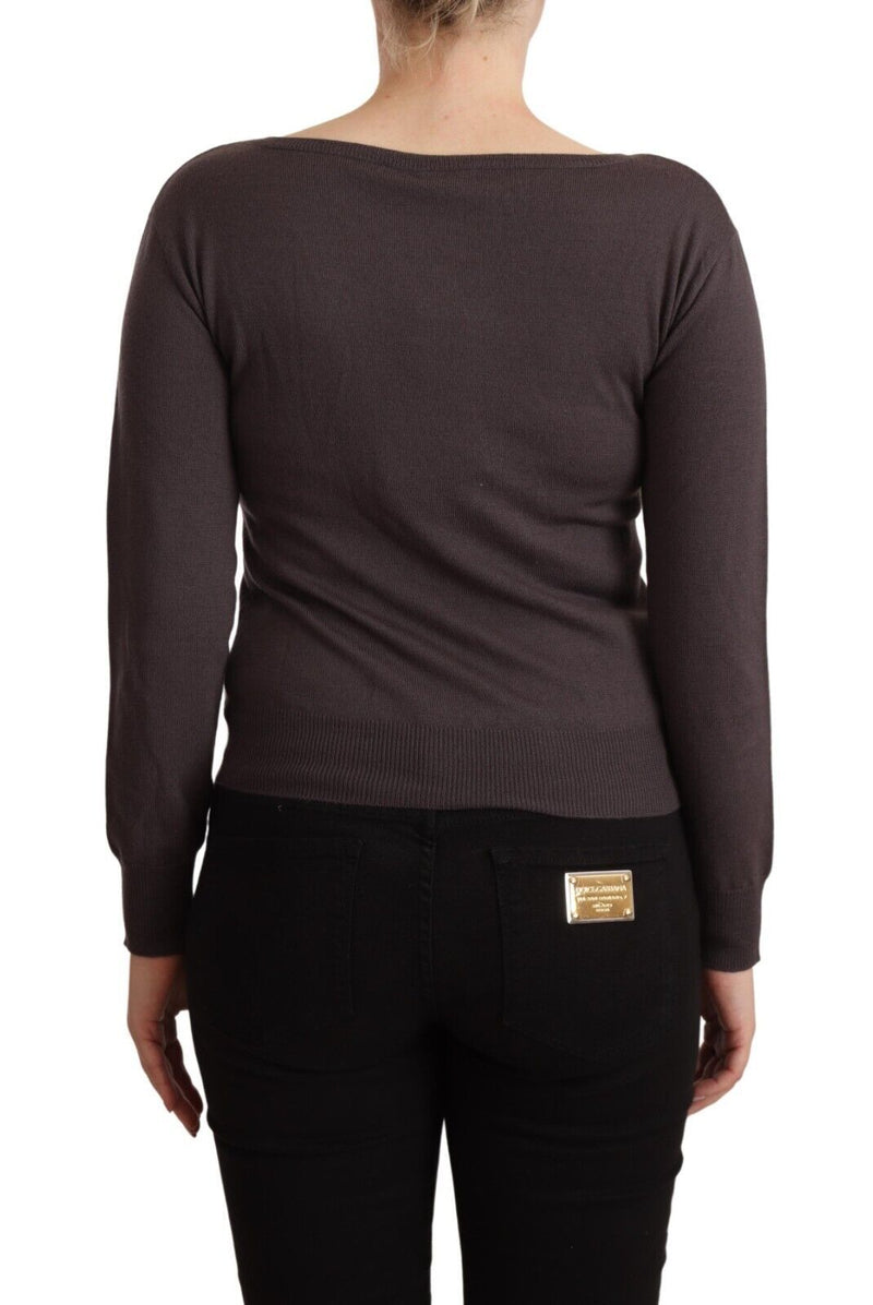 John Galliano Brown Wool Sequined Long Sleeve Pullover Sweater