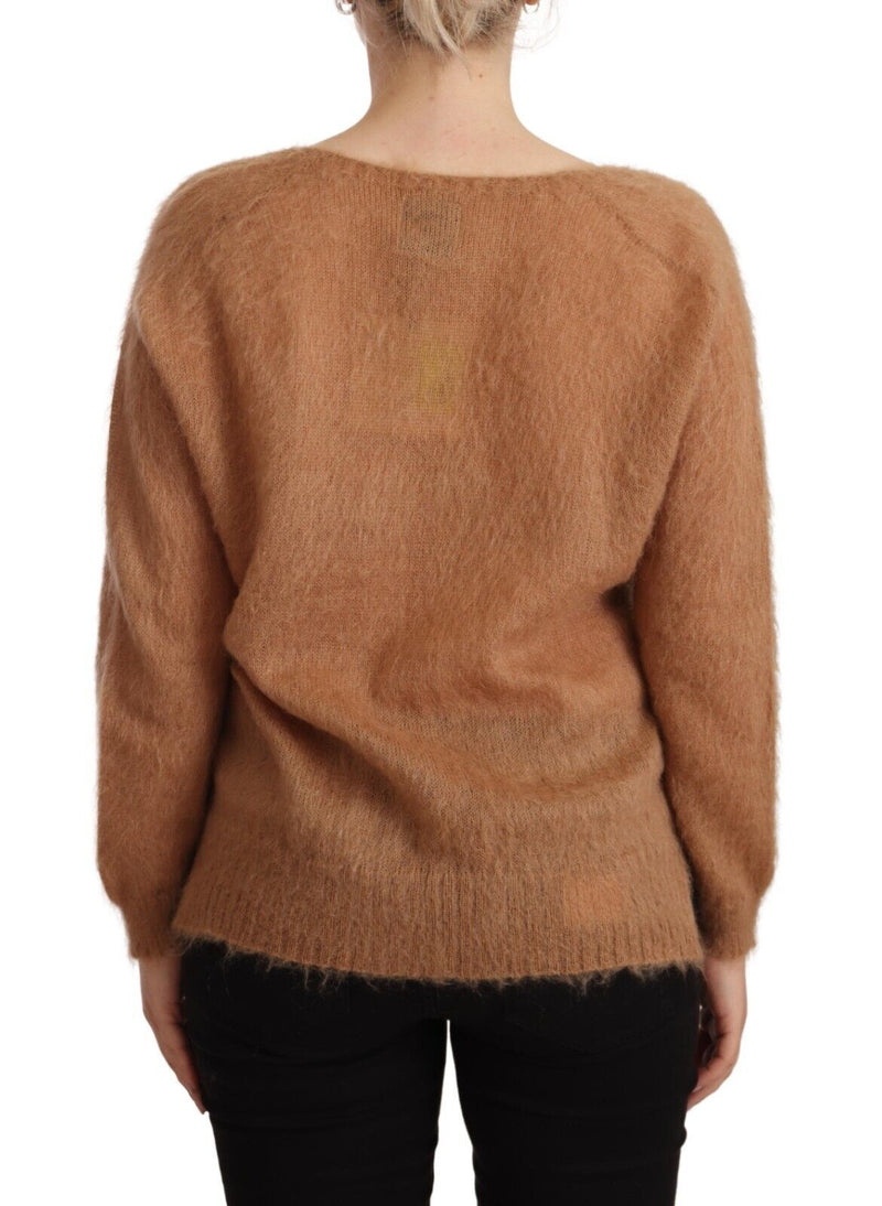 PINK MEMORIES Cardigan V-Neck Long Sleeve Sweater - Brown