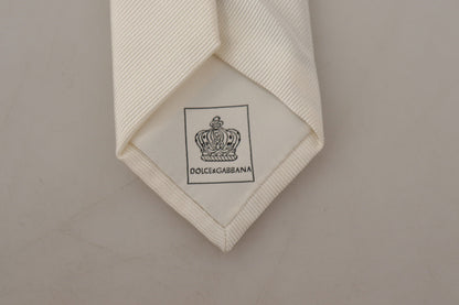 Cravate fine ajustable Dolce & Gabbana Off-White 100 % soie