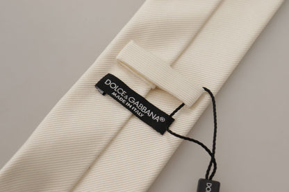 Cravate fine ajustable Dolce & Gabbana Off-White 100 % soie