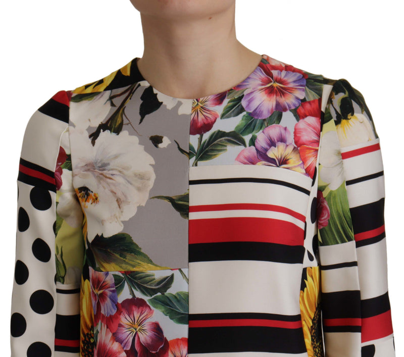 Robe fourreau florale en charmeuse multicolore Dolce & Gabbana