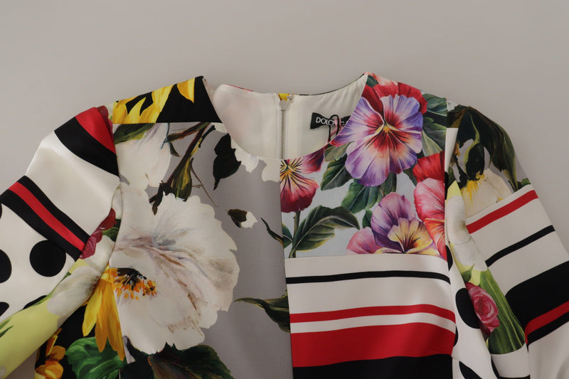 Robe fourreau florale en charmeuse multicolore Dolce & Gabbana