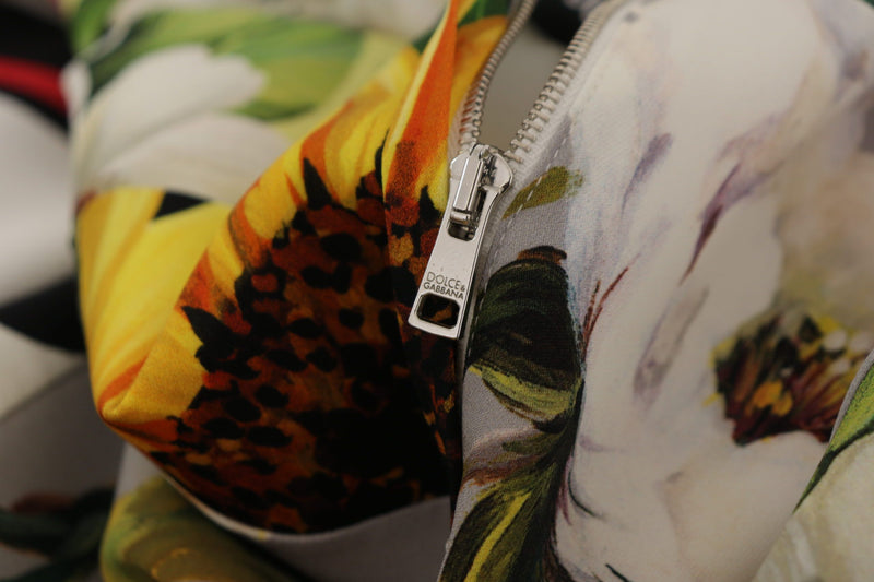 Robe fourreau florale en charmeuse multicolore Dolce & Gabbana