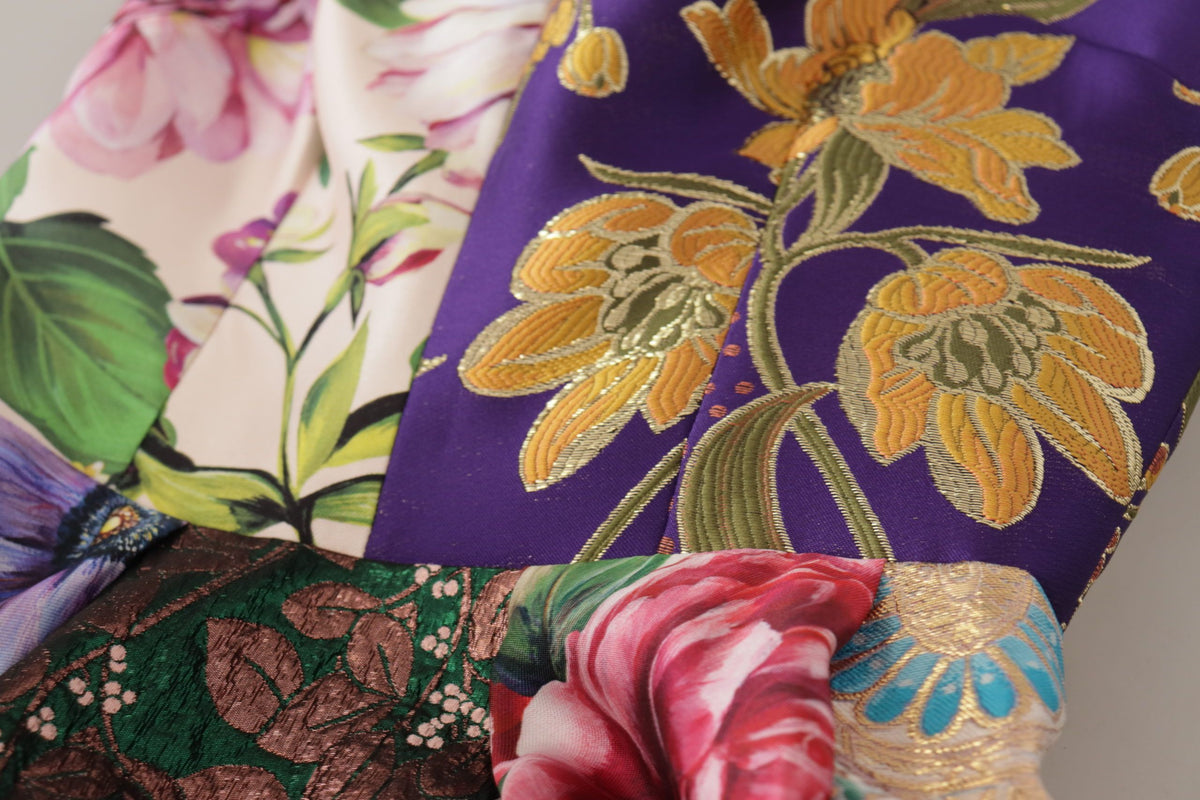 Dolce & Gabbana Midi Patchwork Floral Jacquard Silk Dress