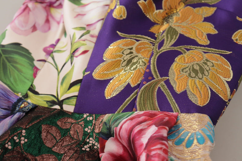Dolce & Gabbana Midi Patchwork Floral Jacquard Silk Dress