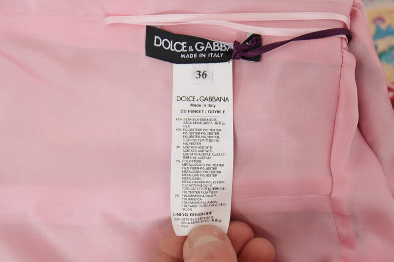 Dolce & Gabbana Midi Patchwork Floral Jacquard Silk Dress