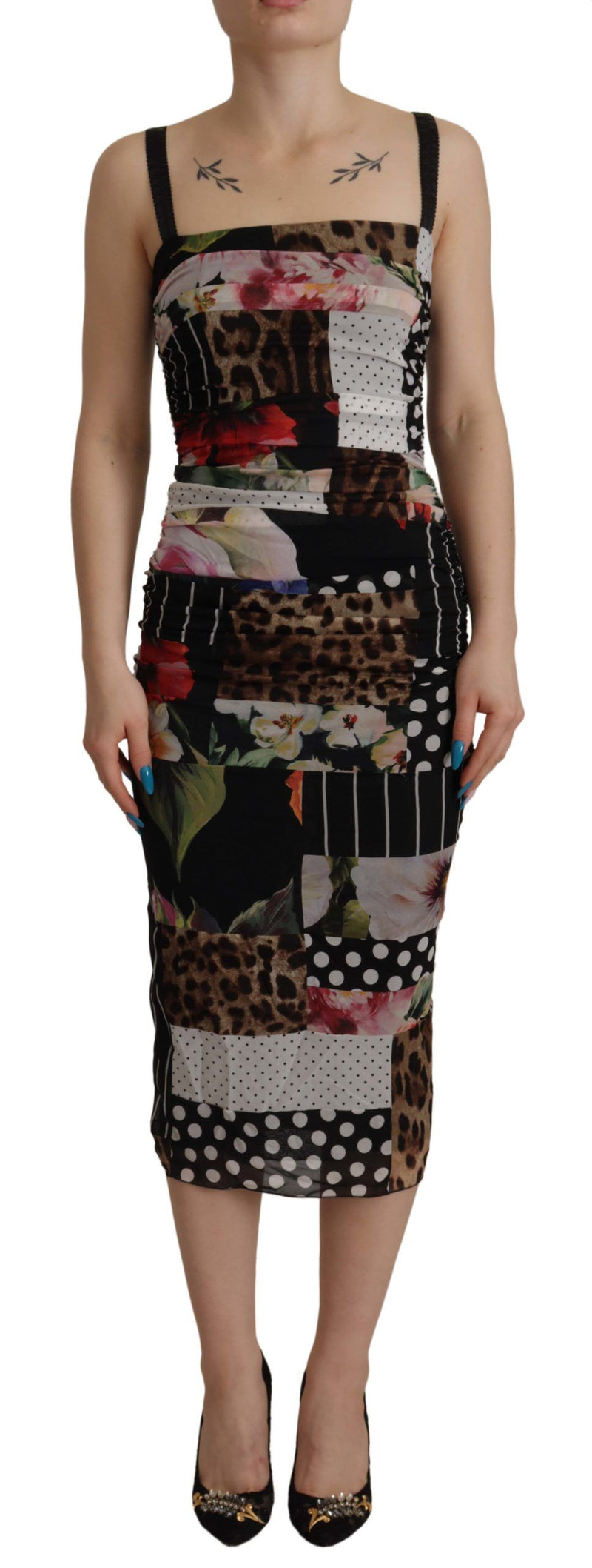 Robe Midi Florale Léopard Multicolore Dolce & Gabbana