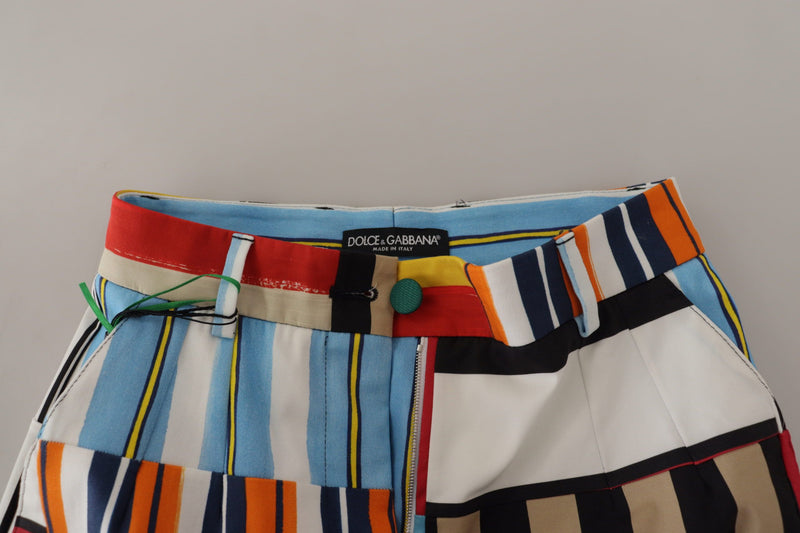 Dolce & Gabbana Pantalons Multicolores Rayés Taille Haute