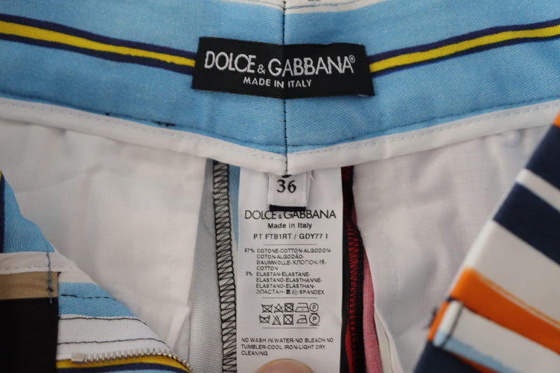 Dolce & Gabbana Pantalons Multicolores Rayés Taille Haute
