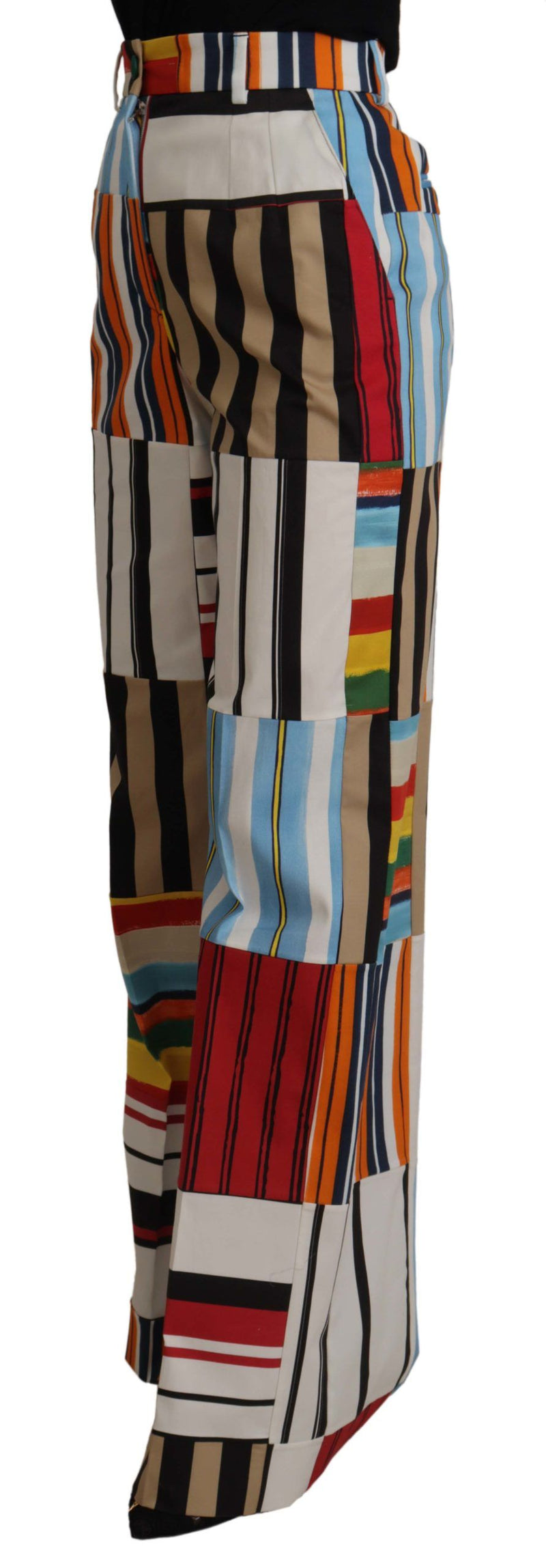 Dolce & Gabbana Pantalons Multicolores Rayés Taille Haute