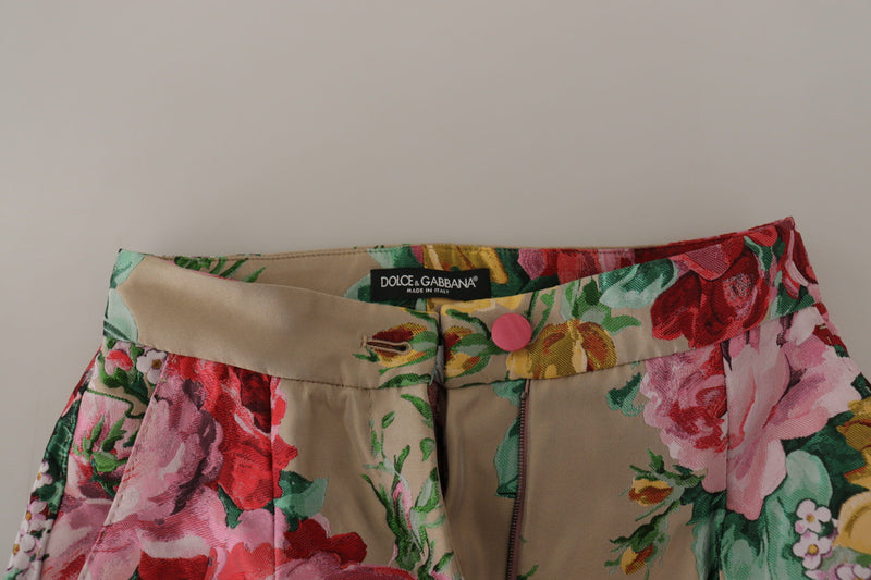 Dolce & Gabbana Pantalon de Costume Taille Haute Floral Beige