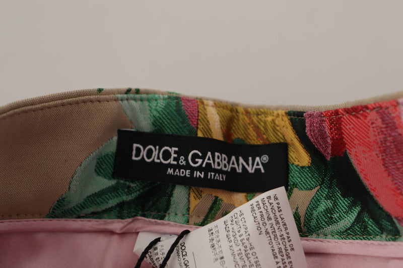 Dolce & Gabbana Pantalon de Costume Taille Haute Floral Beige