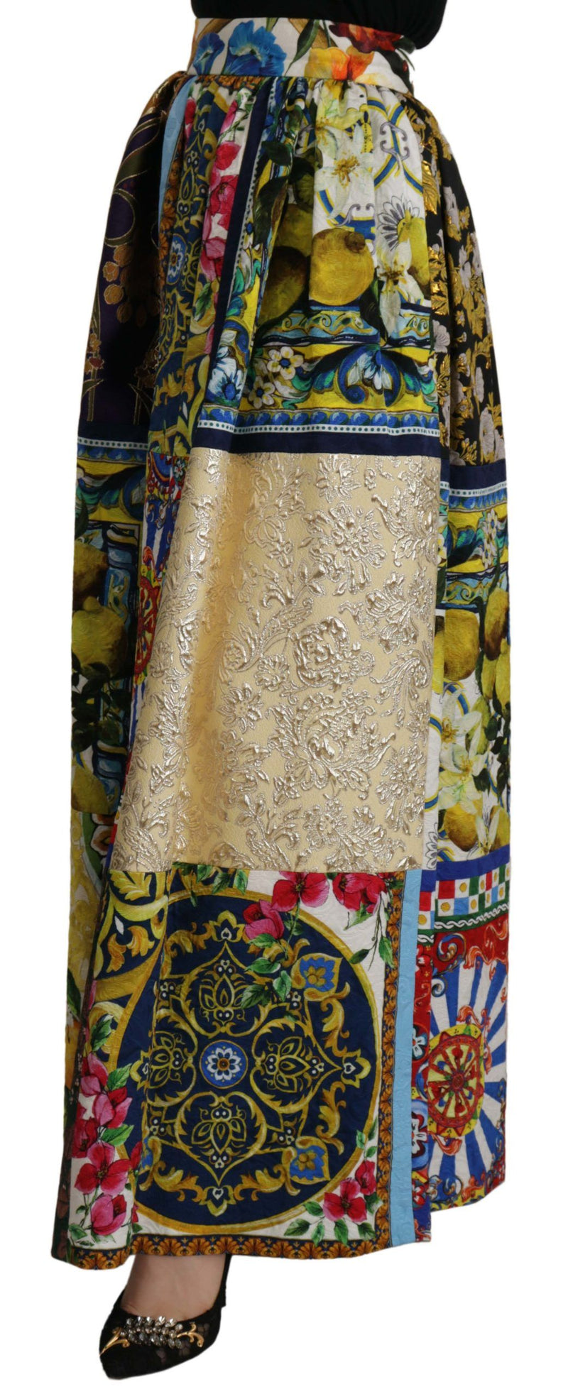 Dolce & Gabbana Jupe Maxi Longue Patchwork Multicolore Sicily