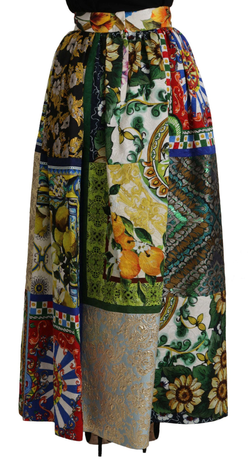 Dolce & Gabbana Jupe Maxi Longue Patchwork Multicolore Sicily