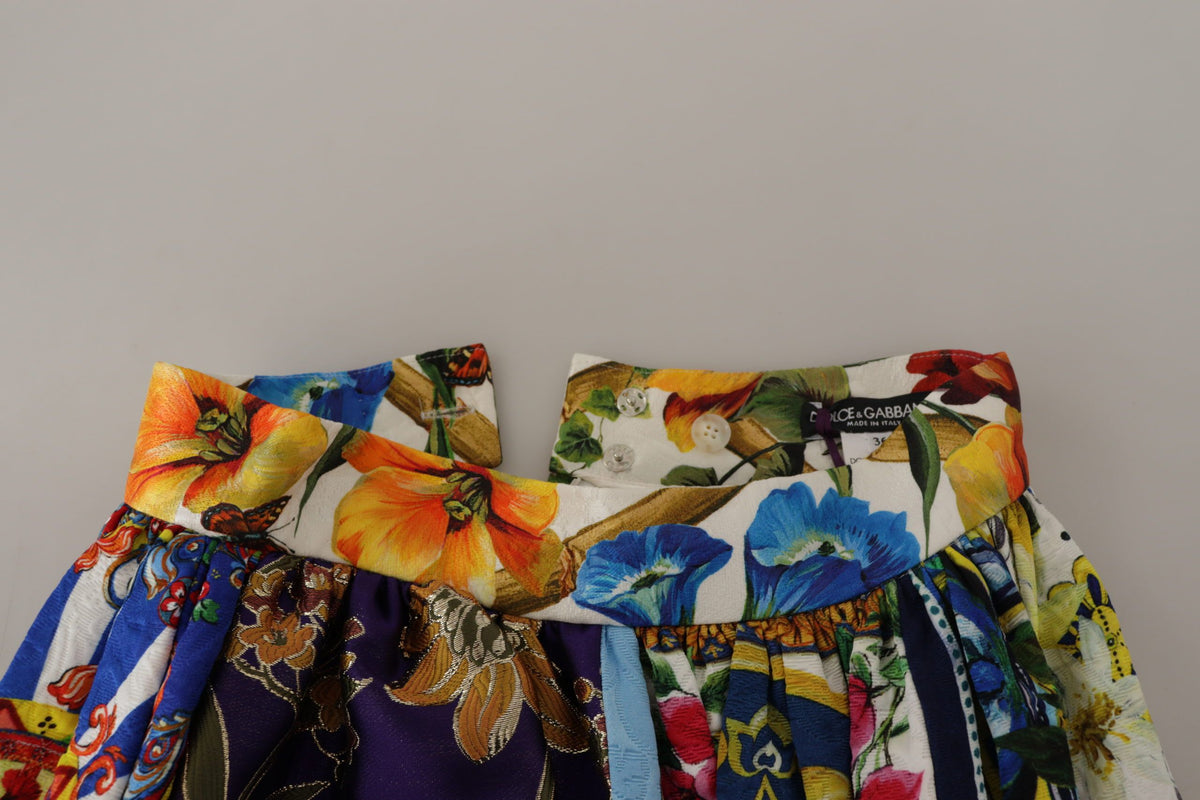Dolce & Gabbana Jupe Maxi Longue Patchwork Multicolore Sicily