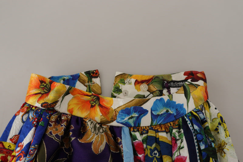 Dolce & Gabbana Jupe Maxi Longue Patchwork Multicolore Sicily