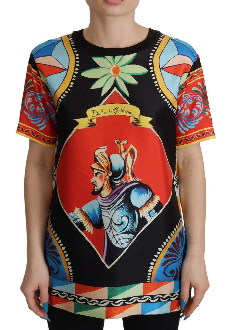 Dolce & Gabbana Multicolor Soldier Carretto Silk Top T-shirt