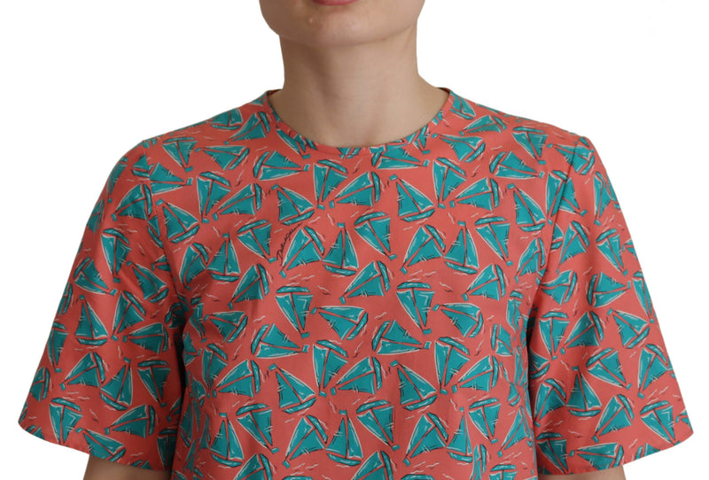 T-shirt en coton imprimé bateau rose Dolce & Gabbana