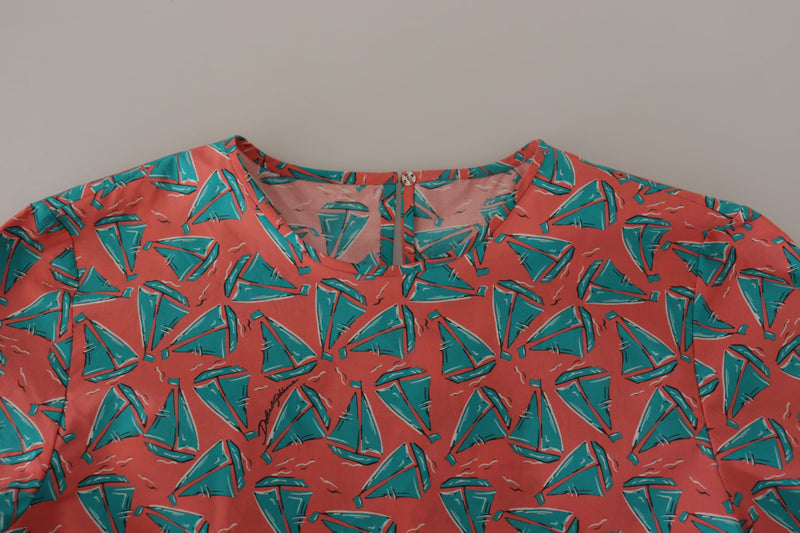 T-shirt en coton imprimé bateau rose Dolce & Gabbana