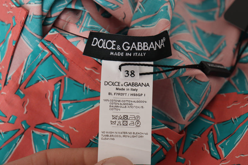 T-shirt en coton imprimé bateau rose Dolce & Gabbana