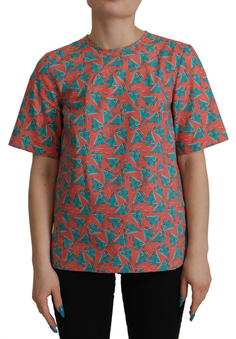 T-shirt en coton imprimé bateau rose Dolce & Gabbana