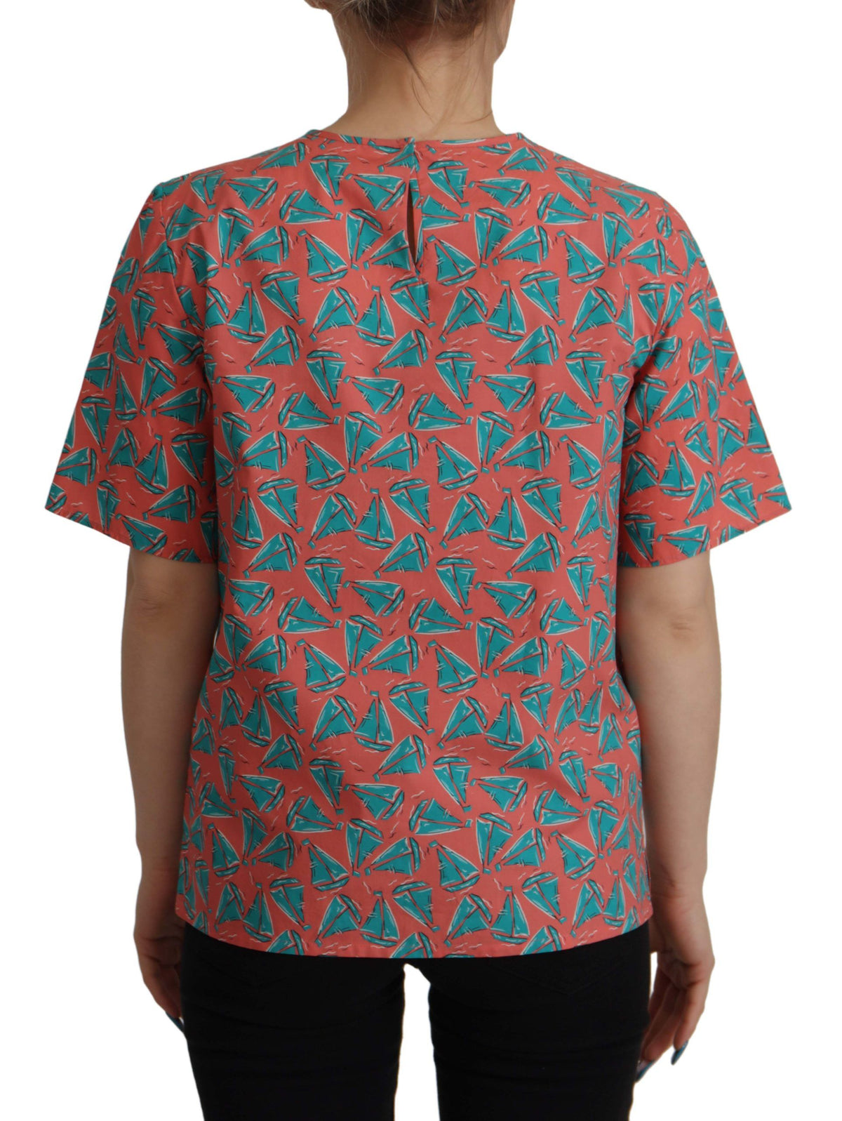T-shirt en coton imprimé bateau rose Dolce & Gabbana