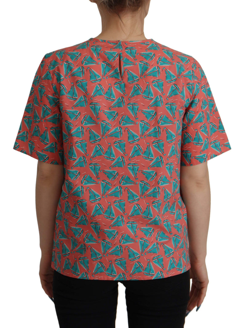 T-shirt en coton imprimé bateau rose Dolce & Gabbana