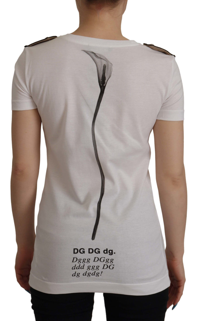 Dolce & Gabbana T-shirt en coton blanc avec roses noires