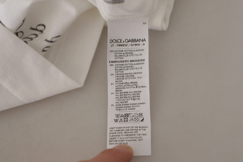 Dolce & Gabbana T-shirt en coton blanc avec roses noires