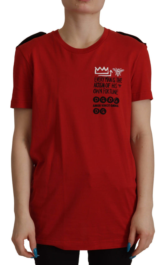 Dolce & Gabbana rood Amor Vincit Omnia T-shirt met ronde hals