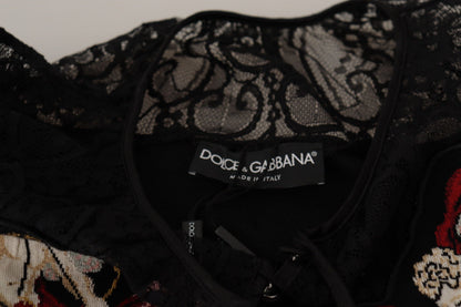 Dolce & Gabbana Zwarte Kant Angel Roses Cardigan Trui