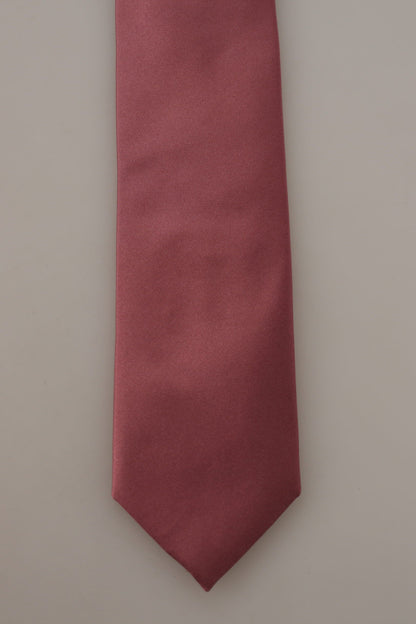Cravate ajustable en soie rose unie Dolce & Gabbana