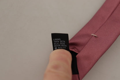 Cravate ajustable en soie rose unie Dolce & Gabbana