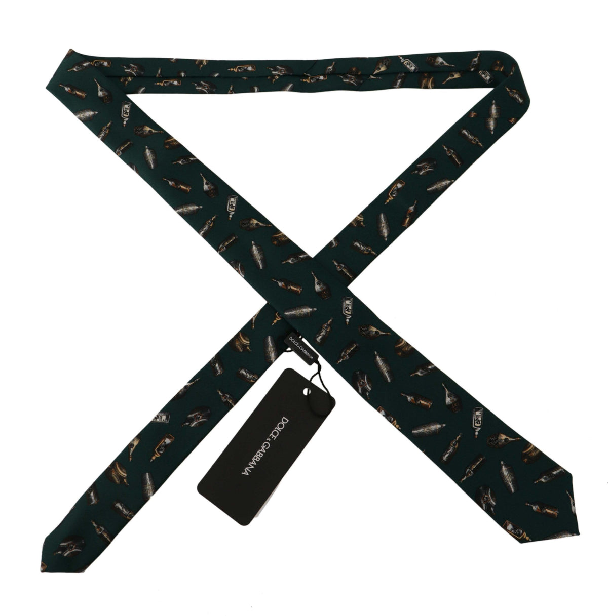 Cravate ajustable en soie à imprimé fantaisie bouteille noire Dolce &amp; Gabbana