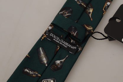 Cravate ajustable en soie à imprimé fantaisie bouteille noire Dolce & Gabbana