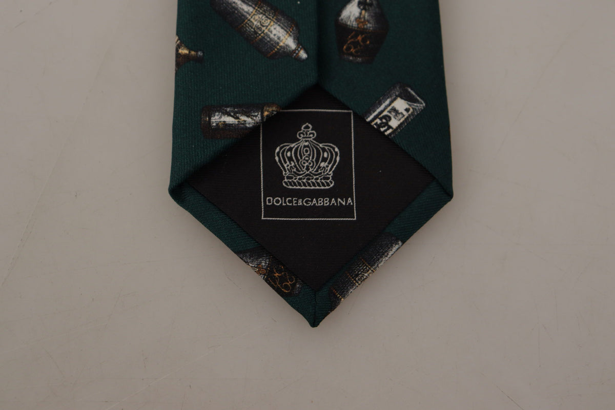 Cravate ajustable en soie à imprimé fantaisie bouteille noire Dolce &amp; Gabbana