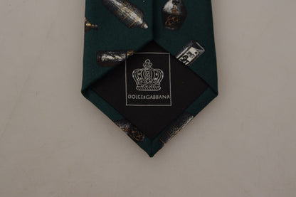 Cravate ajustable en soie à imprimé fantaisie bouteille noire Dolce & Gabbana