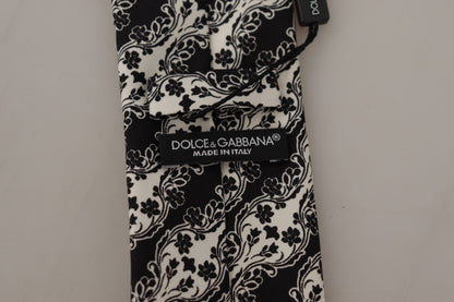 Cravate ajustable Dolce & Gabbana en soie 100 % imprimée de fleurs noires et blanches
