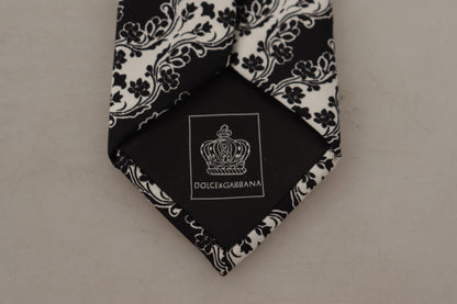 Cravate ajustable Dolce & Gabbana en soie 100 % imprimée de fleurs noires et blanches