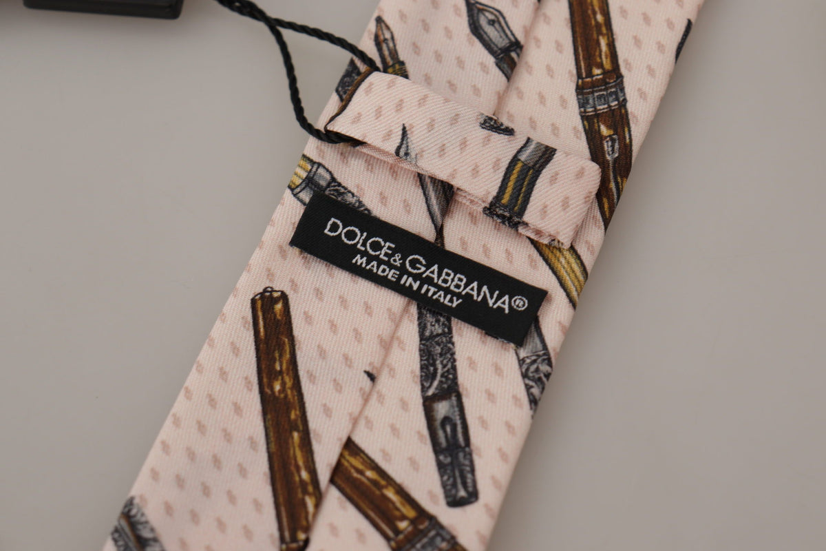 Cravate ajustable Dolce &amp; Gabbana à pois roses 100 % soie