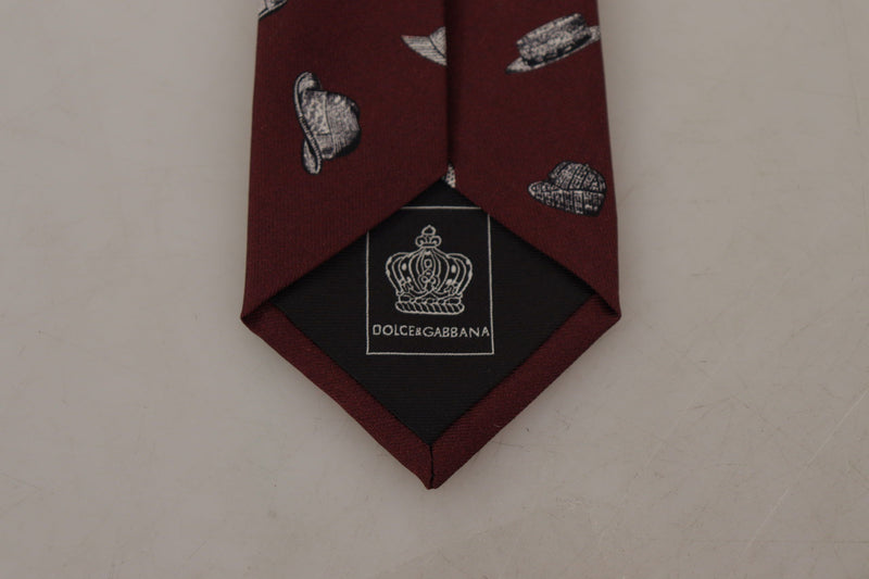 Cravate ajustable 100 % soie à motif chapeau marron Dolce &amp; Gabbana