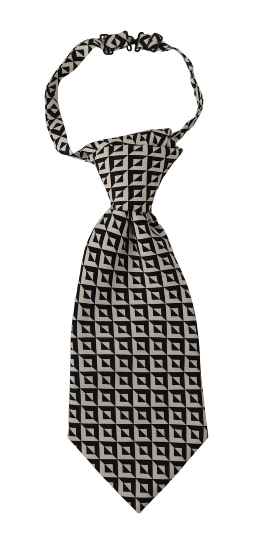 Cravate ajustable Dolce & Gabbana en soie 100 % noire et blanche à motif géométrique