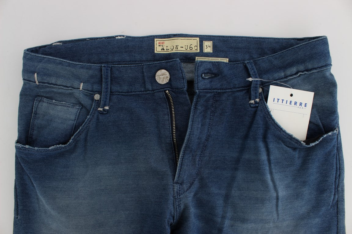 Jeans slim en coton stretch délavé bleu Acht