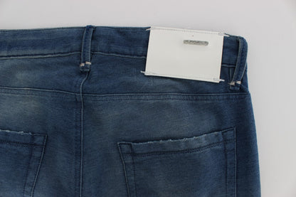 Jeans slim en coton stretch délavé bleu Acht