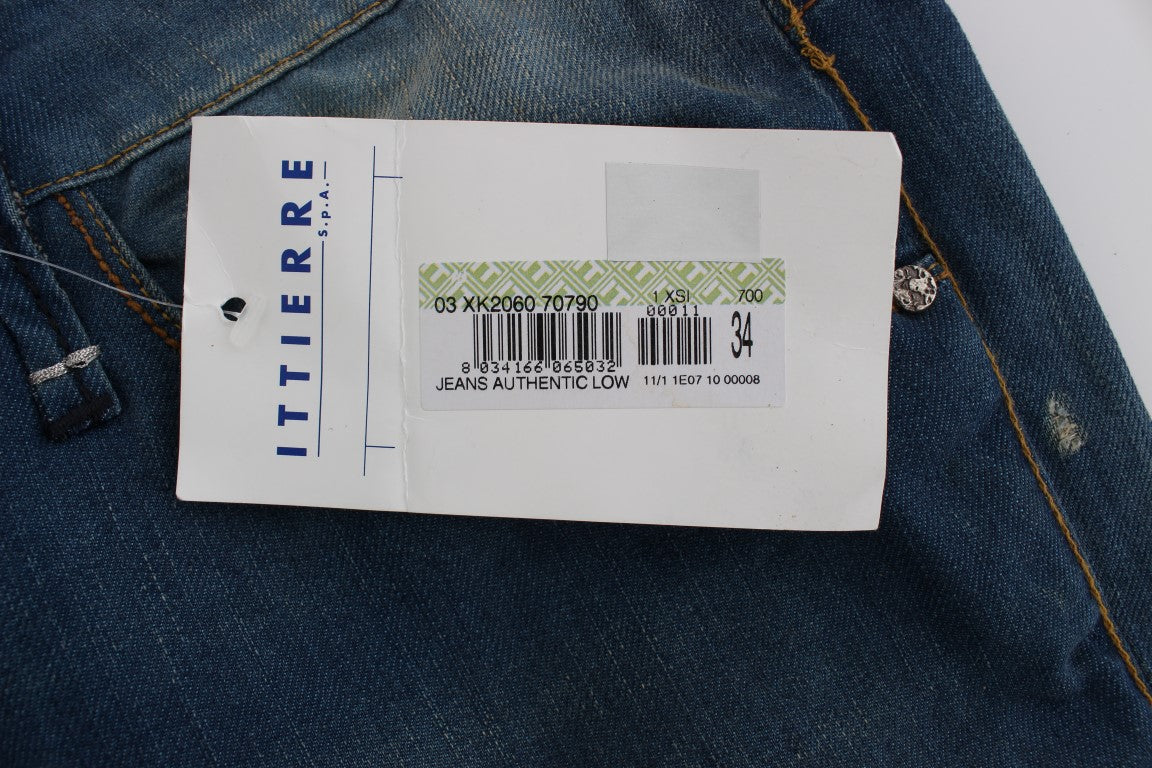 Jeans baggy en coton extensible et en jean délavé bleu Acht